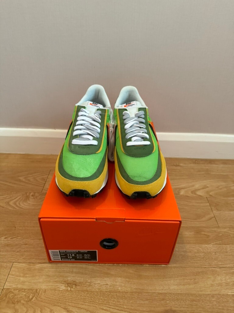 SACAI X NIKE Nike Sacai LD Waffle Green Gusto Safety Orange UK10.5 US11.5 EU45.5 BV0073 300