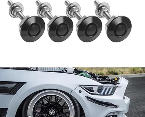4Pcs Universal Black Bumper Push Button Quick Release Latch Fasteners Lock Clip