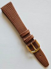 20mm - Tan Lizard Pattern / Smooth Leather Watch Band - Gold Buckle