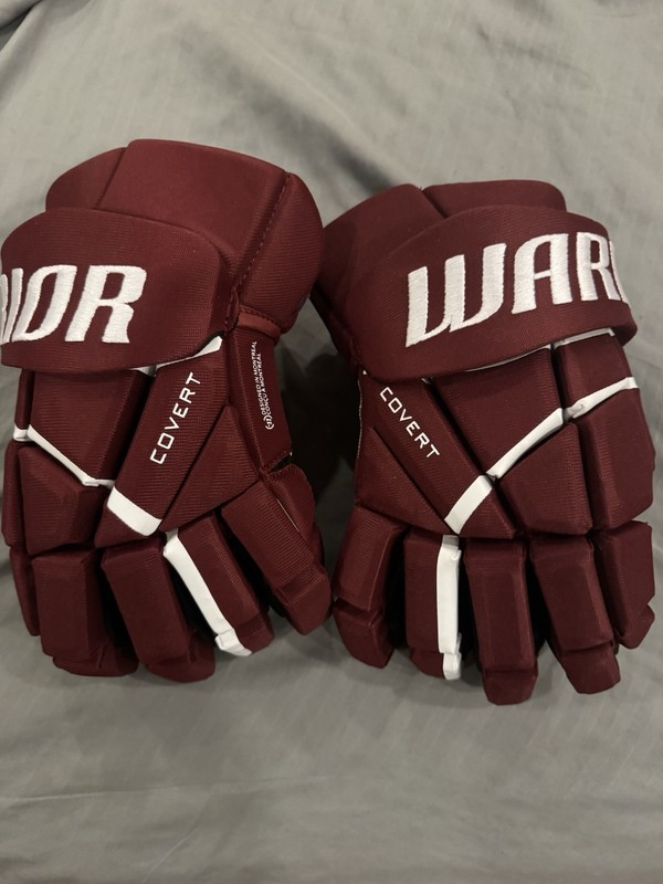 Warrior Covert Ice Hockey Gloves Pro Palm Maroon/White/Blue/Black 15"