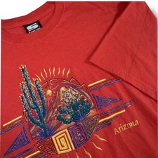 VTG Sportex Arizona Graphic T Shirt 2XL Red Embroidered Desert Cactus USA Made