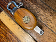Vintage Refinished Merriman Wood Single Becket Block, 1 3/4" Sheave, 3/8" Line
