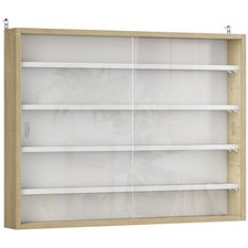 HOMCOM 5-Tier Wall Display Shelf Unit Cabinet w/ 4 Adjustable Shelves Glass