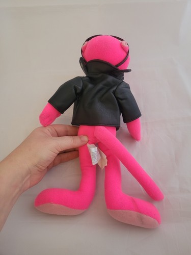 Chaqueta de cuero de colección 1993 Ace Pink Panther felpa 12" peluche flexible - Imagen 2 de 7