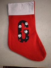 18 inch Christmas Stocking Plain Red with Paws and Hearts letter G 278764