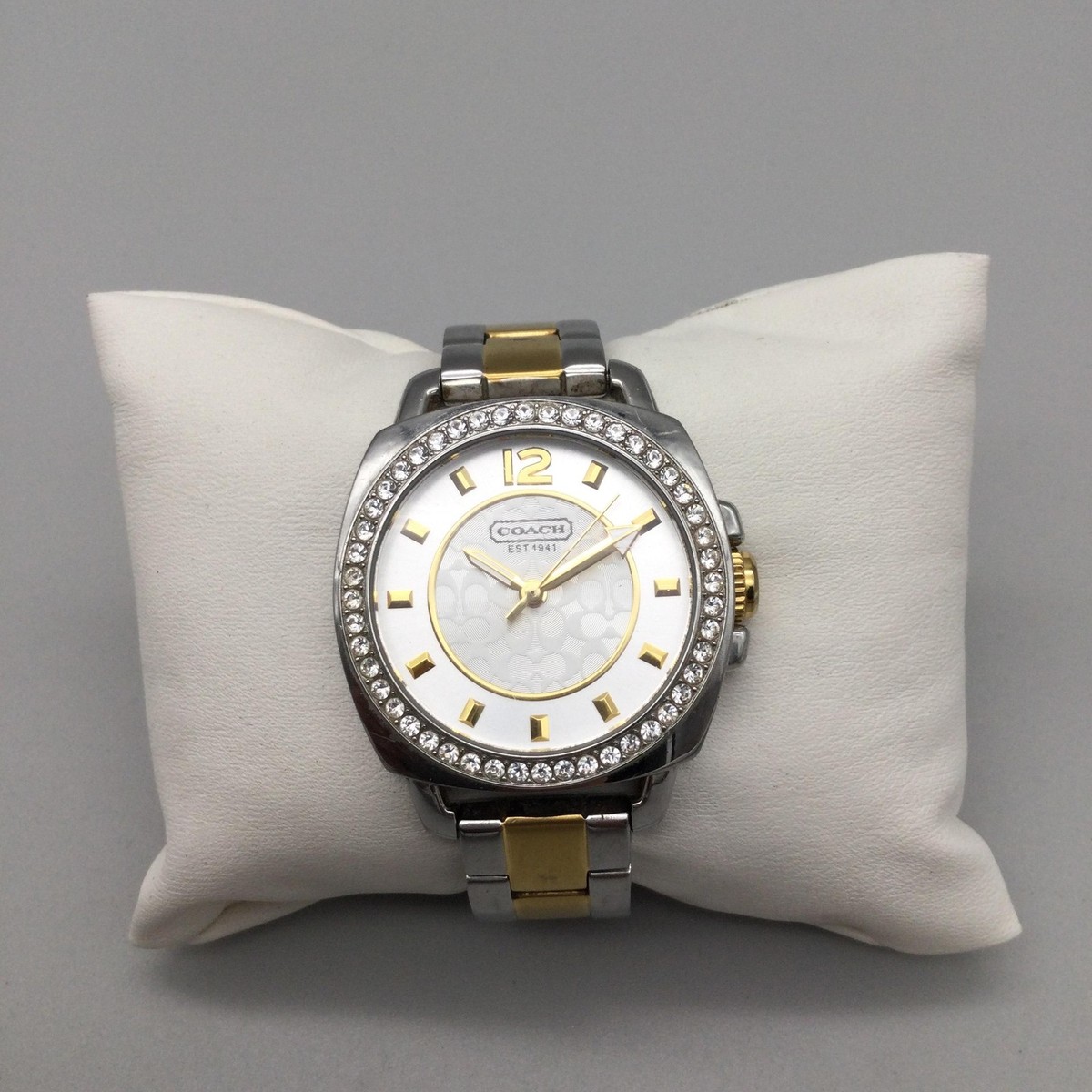 Coach Boyfriend Womens Watch 35mm Crystal Bezel Two Tone New  display picture 2