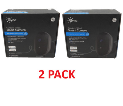 GE Cync Outdoor WIRED Smart 2K Camera (CAMODWD3MW1-1P) Black (2 PACK)