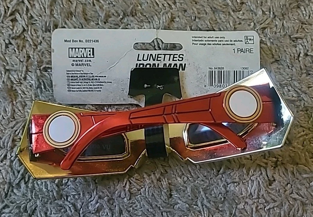 14+ Marvel Iron Man Glasses Costume Accessory Shiny Gold & Red 