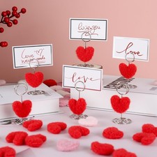 20 Set Valentine's Day Place Mini Heart Table Number Holders Wire Table Pictu...