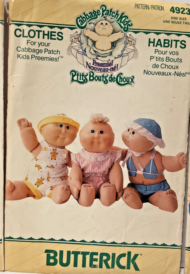 Sewing Pattern Cabbage Patch Kids Preemie  Lot of 3 Factory Fold - Image 3 of 4