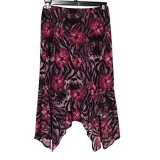 Womens Floral Metallic Y2K Boho Fairy Grunge Whimsical Asymmetrical Tier Skirt