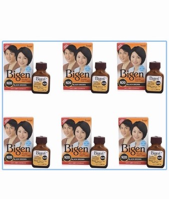Bigen Powder Haarfarbe, Schwarzbraun N20 - 6er Pack (Kombiset)