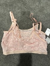 2 Pack Auden XL Lined Scoop Neck Bralette Pink Floral Lace Adjustable Straps