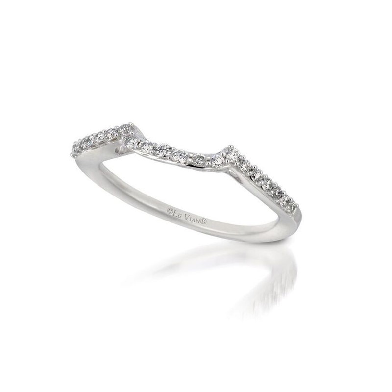 Le Vian 14K White Gold Curve Ring 0.21 cts Pavé White Diamond Jewelry for Women