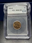 1939-S Lincoln Wheat Cent MS66 RD ICG Red!