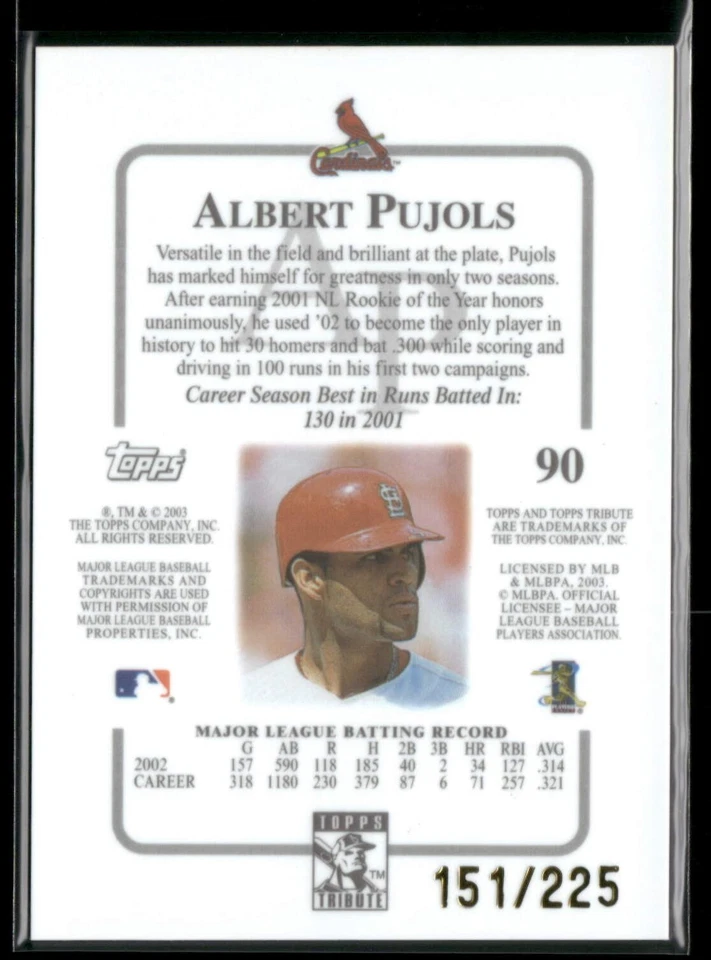 2003 Topps Tribute ALBERT PUJOLS /225 Contemporary Red SP #90 CARDINALS M450 - Image 2 of 3