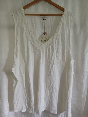 W Plus Sz 4X White Tank Crochet V-neck Sleeveless Top Country Western Boho USA