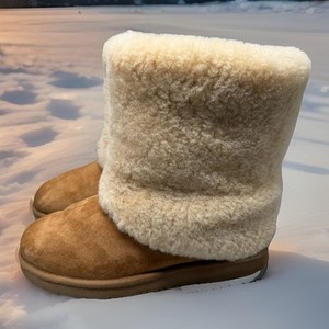 UGG PATTEN CHESTNUT SUEDE SHEEPSKIN WOMEN BOOTS 1006011 Sz 7 Preowned