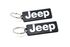 Jeep Keychain Black With White Lettering 3d Printed - 2 Pack