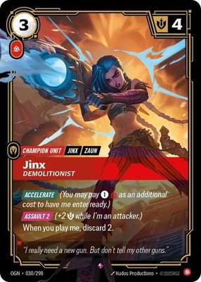 Jinx Demolitionist 030/298 Rare Origins Riftbound Foil Near Mint