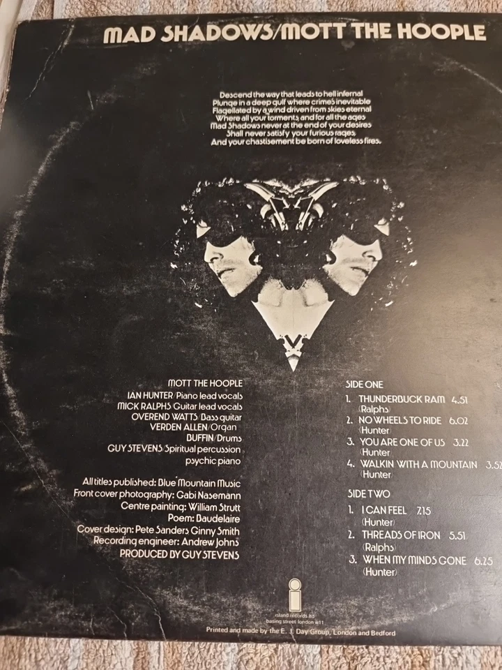MOTT THE HOOPLE - Mad Shadows - Rare 1970 UK 7-track Vinyl LP - A2U / B2U Matrix - Image 3 of 4