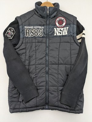 Roadsign Australia Herren Steppjacke M Schwarz Hybrid Jacke Weste Strickärmeln