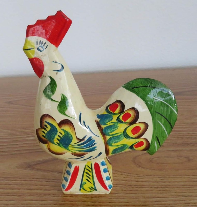 6 1/4 Inch White Dalarna Sweden Dala Rooster
