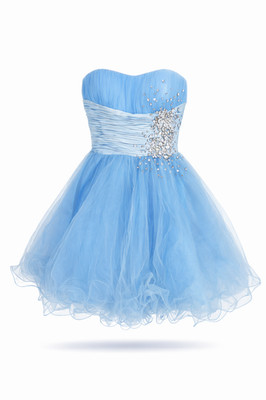 Sherri Hill blau Ballkleid Tüll voller Rock trägerlos Kristall Mieder US 4 UK 8
