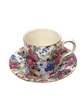 Lord Nelson Ware Marina Demitasse Cup Saucer Floral Chintz Made in England BCM