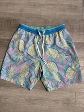 Chubbies Swim Trunks Mens Medium Multicolor Pineapple Print 7 Inseam Mesh Lined
