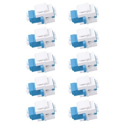 10 PCS White Fiber Optic Keystone Jack Coupler LC Duplex Singlemode Adapter
