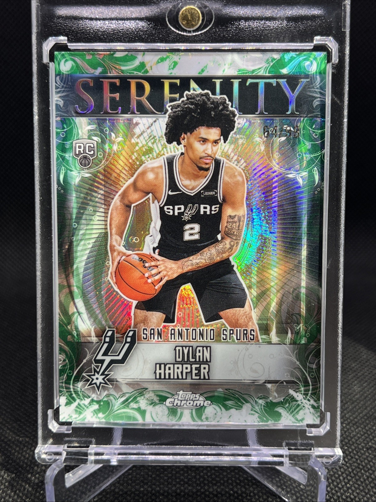2025-26 Topps Chrome Basketball Dylan Harper Serenity Green #63/99 Spurs Rookie