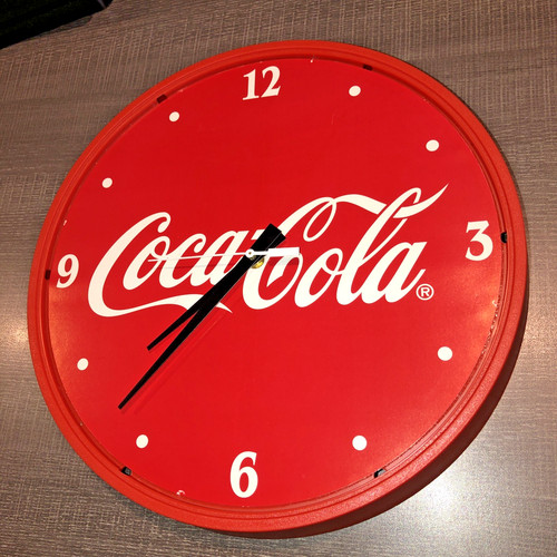 Coca Cola Hanover Clock Ruby Red with White dial number 14 x 13" Made in USA