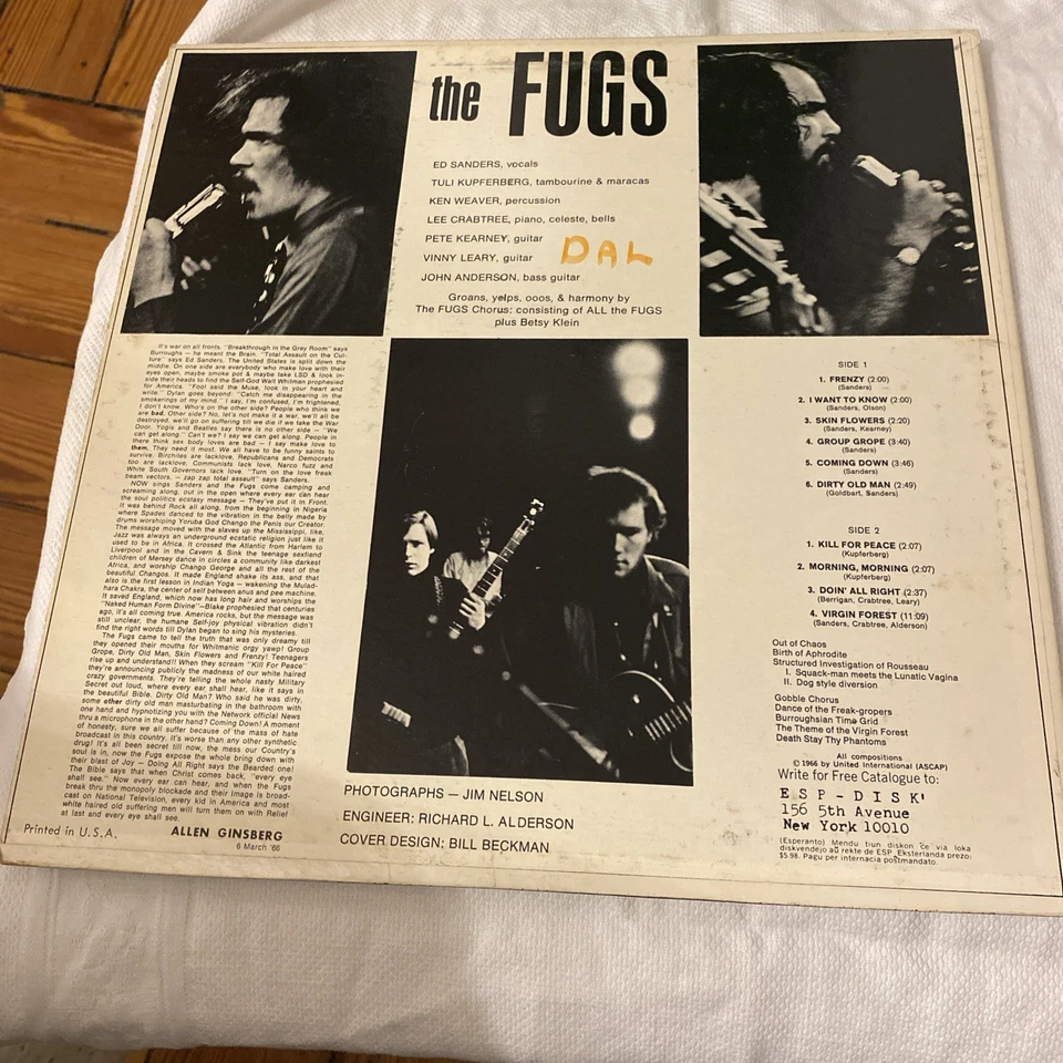 THE FUGS-Self Titled Vinyl LP-Italy Import-Bass Record Reissue Stereo Foto 2 de 4