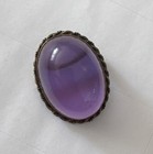 Vintage Lavender Domed Chalcedony 925 Sterling Silver /Gold-Plated Pin/ Pendant — photo 1