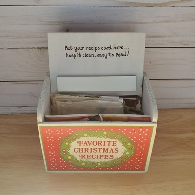 VTG Wooden Recipe Box Christmas Includes Recipes Holiday Kitchen Decor Japan