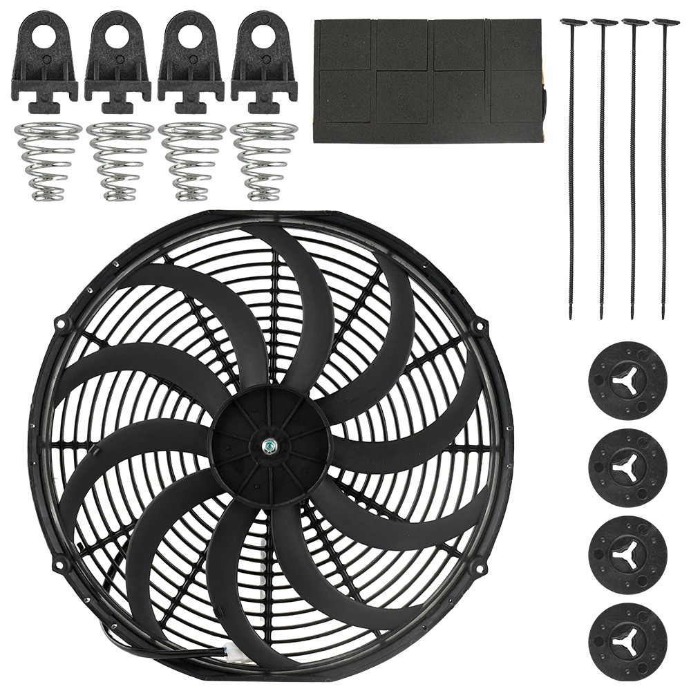 16"Electric Radiator Cooling Fan High 3000CFM Wiring Thermostat Relay Switch Kit