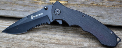 USMC M-1012 Como Blade Liner-Lock Black Tactical Folding Pocket