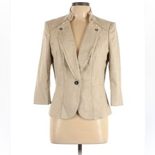 White House Black Market Peplum Elegant Beige Blazer Jacket sz 2/S