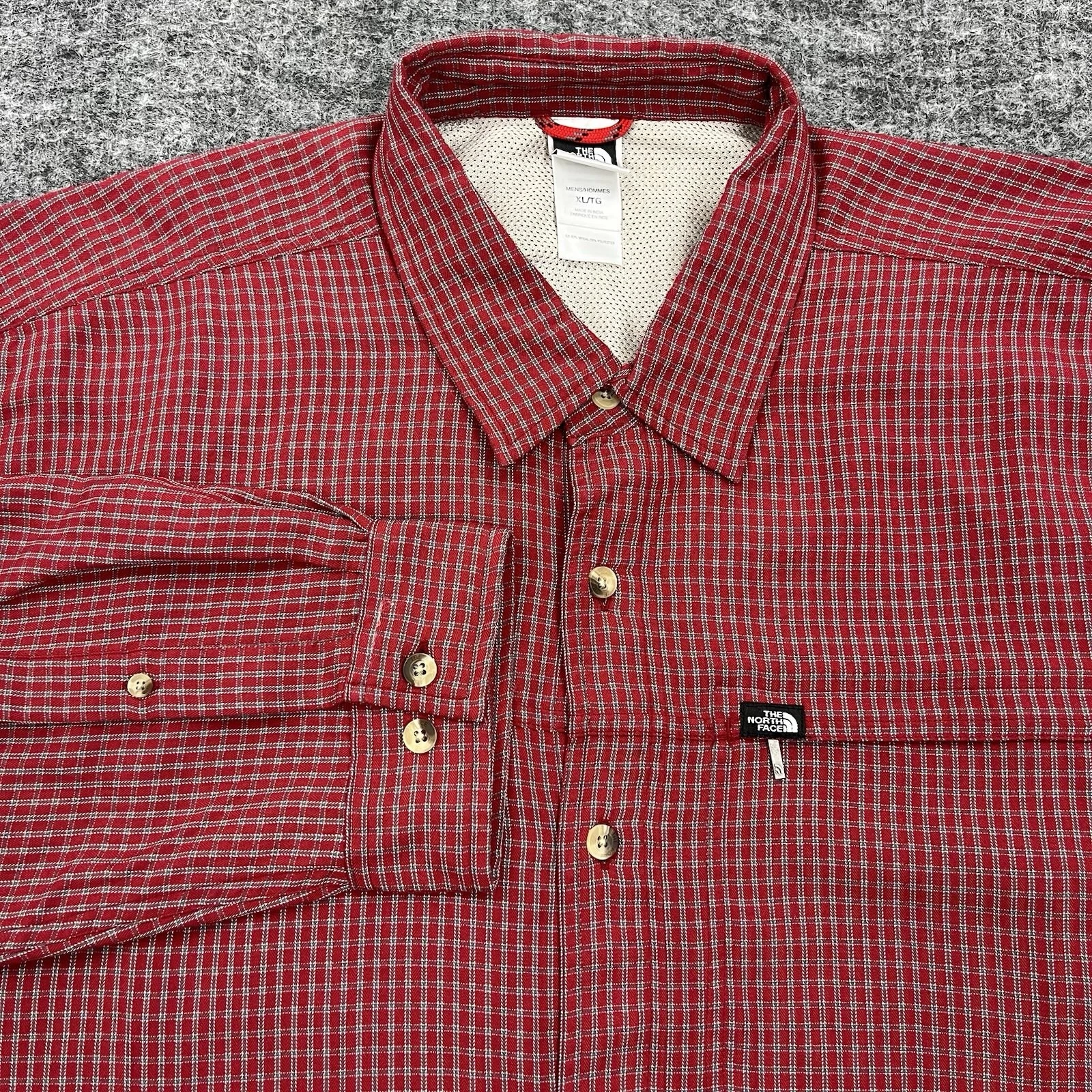 The North Face Shirt Mens Extra Large Red Check Long Sleeve Fishing Gorpcore