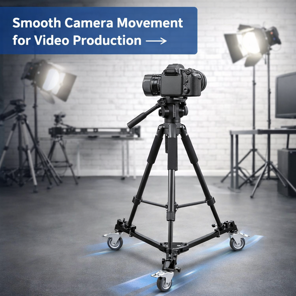 Professional Camera Tripod Dolly Folding Heavy Duty Wheels | eBay