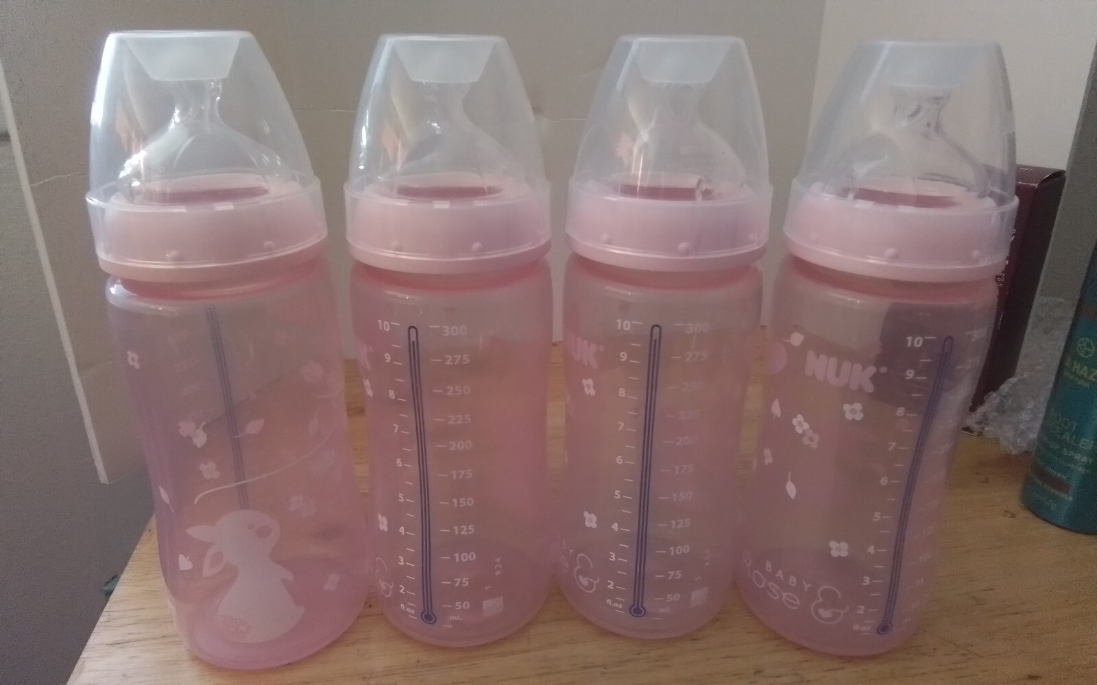NUK Smooth Flow Anti Colic Baby Bottle, 10 oz, 4 Pack, Pink Bunnies