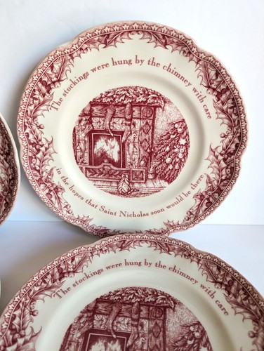 Noble Excellence Twas The Night Before Christmas Set Of 6 Salad Side Plates 8" - Picture 2 of 9