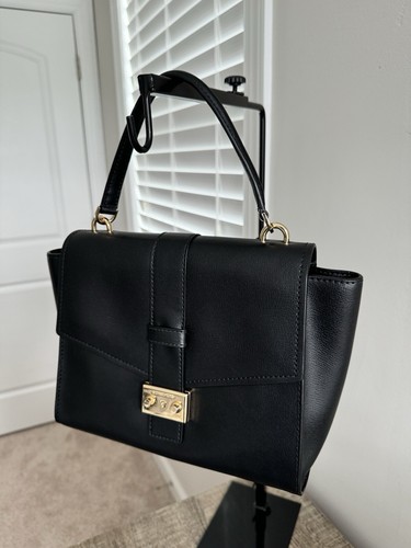 NWT Michael Kors Mauve Medium TH Messenger Satchel Color- Black - Picture 3 of 8
