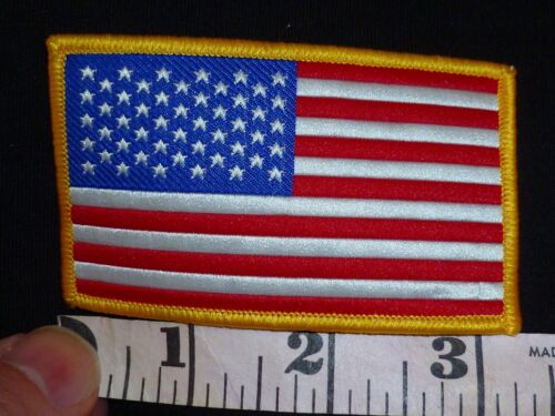 Lot (20) EMBROIDERED AMERICAN FLAG USA PATCH w/GOLD BORDER 3 1/4" X 2", Iron/Sew - Picture 6 of 7