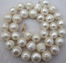 Natural 10-11mm white South Sea Baroque Pearl necklace 18 inches