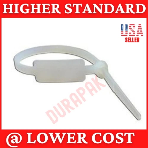 100 PCS 7.6" Natural White Cable Wire Zip Marker Tie 50 Lbs Secure Closure Ties
