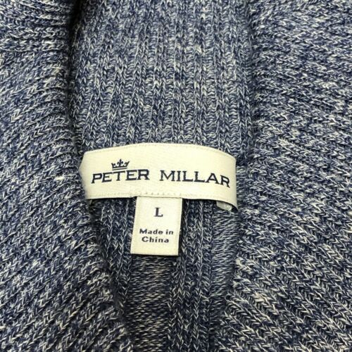 Maglione Peter Millar Napoli Scialle Da Mare Grande Lana Blu Lino A Coste - Foto 3 di 8