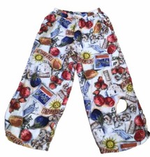 Vintage 80  s Paris Blues Rayon Colorful Boho Travel Print Crop Pants Size Large