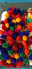 2 Metre  Multicoloured Rainbow Pom Pom Fringe Ribbon Lace